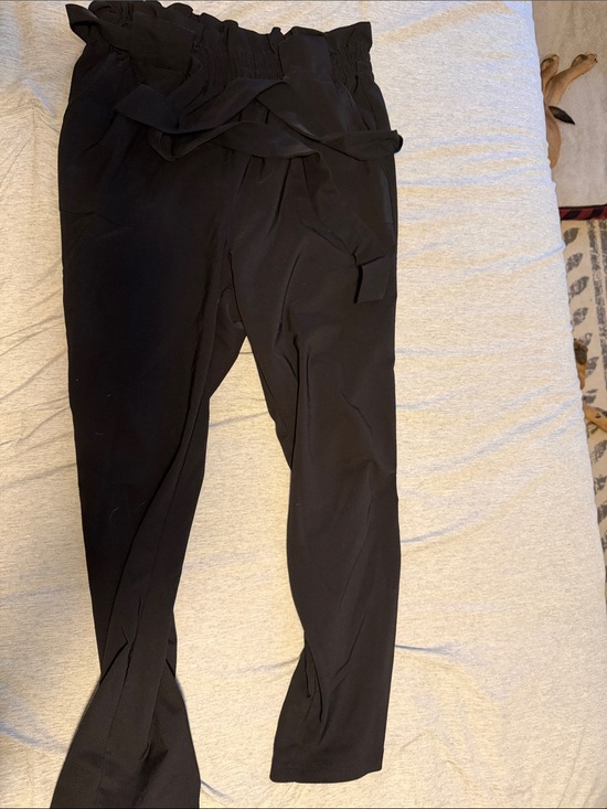 Grace Karin Pants - Grace Karin Black Straight Leg Paperbag Waist Pants